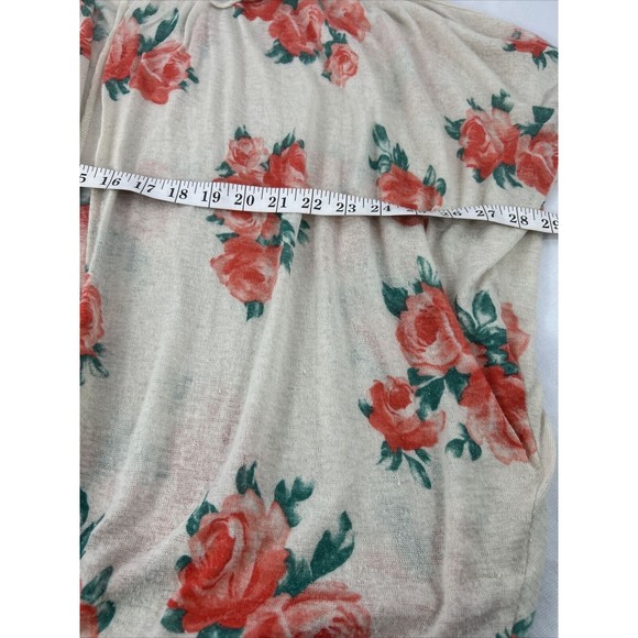 Painted Threads Medium Floral Green Orange Knit Open Cardigan Preppy Cottage - Picture 8 of 10